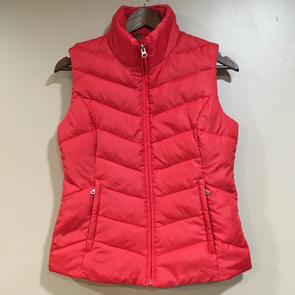 Eddie Bauer Womens XS 550 Fill Goose Down Vest Puffer Jacket Red Coral Hike Gorp